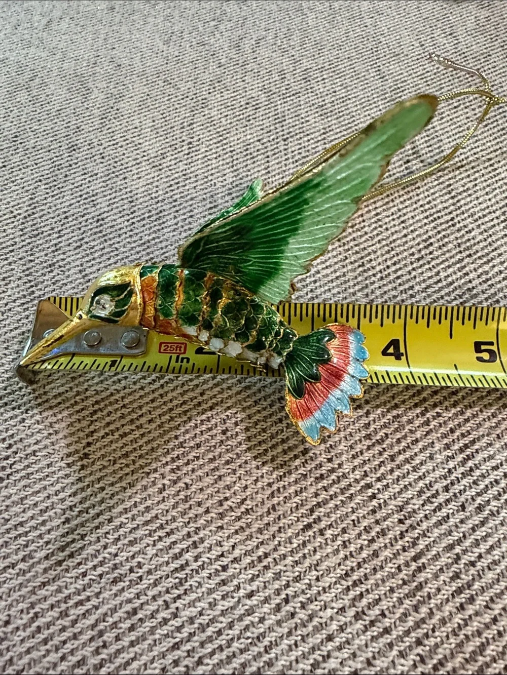 Value Arts Vtg Cloisonné Hummingbird Ornaments Articulated Enamel set of 2